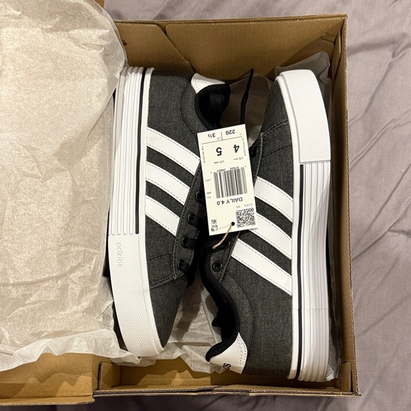 adidas Black Canvas Low-Top Sneaker with White Stripes main image 7